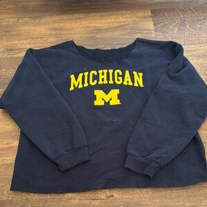 Michigan Blue Off The Shoulder Sweatshirt